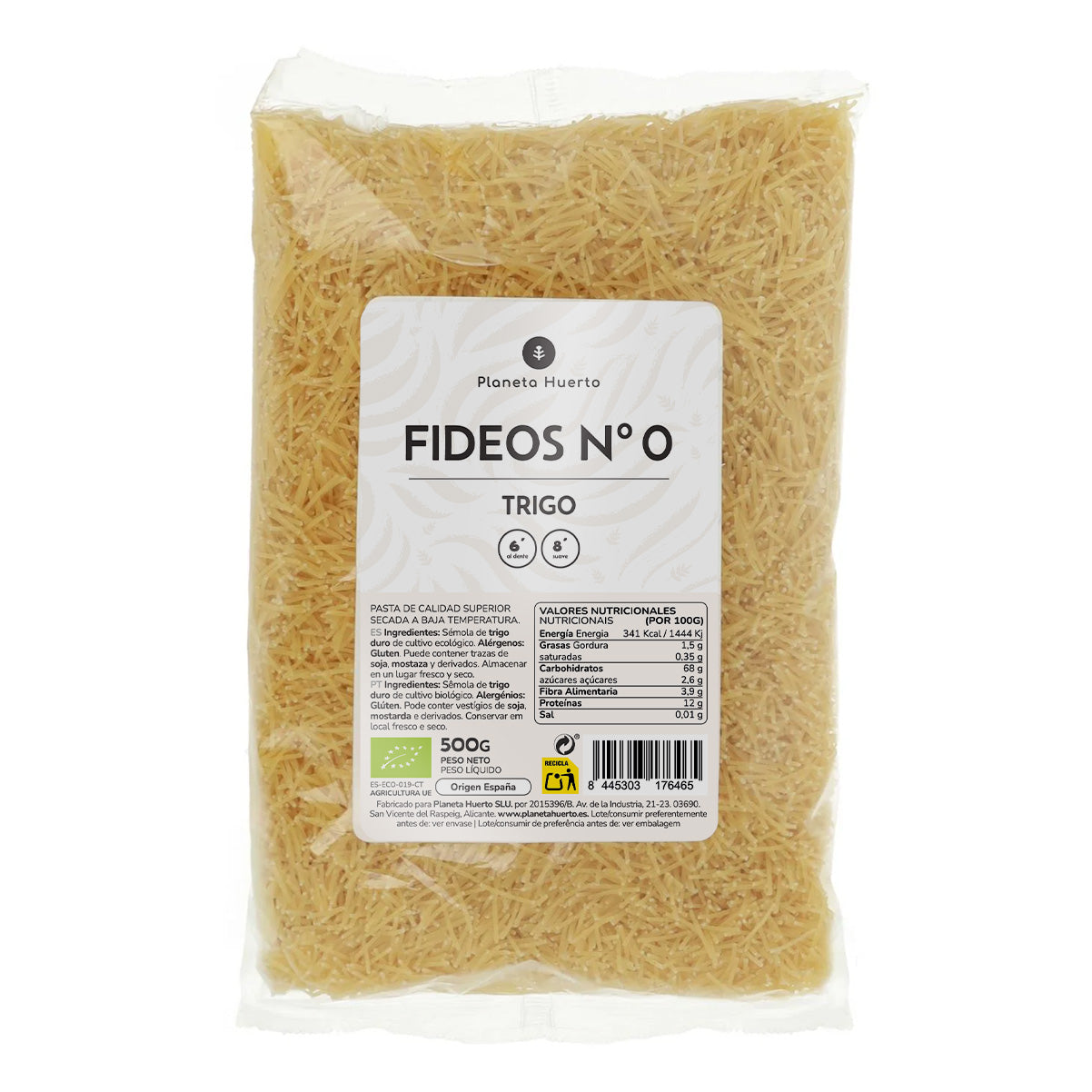 Fideos nº0 de trigo ECO Planeta Huerto 500gr