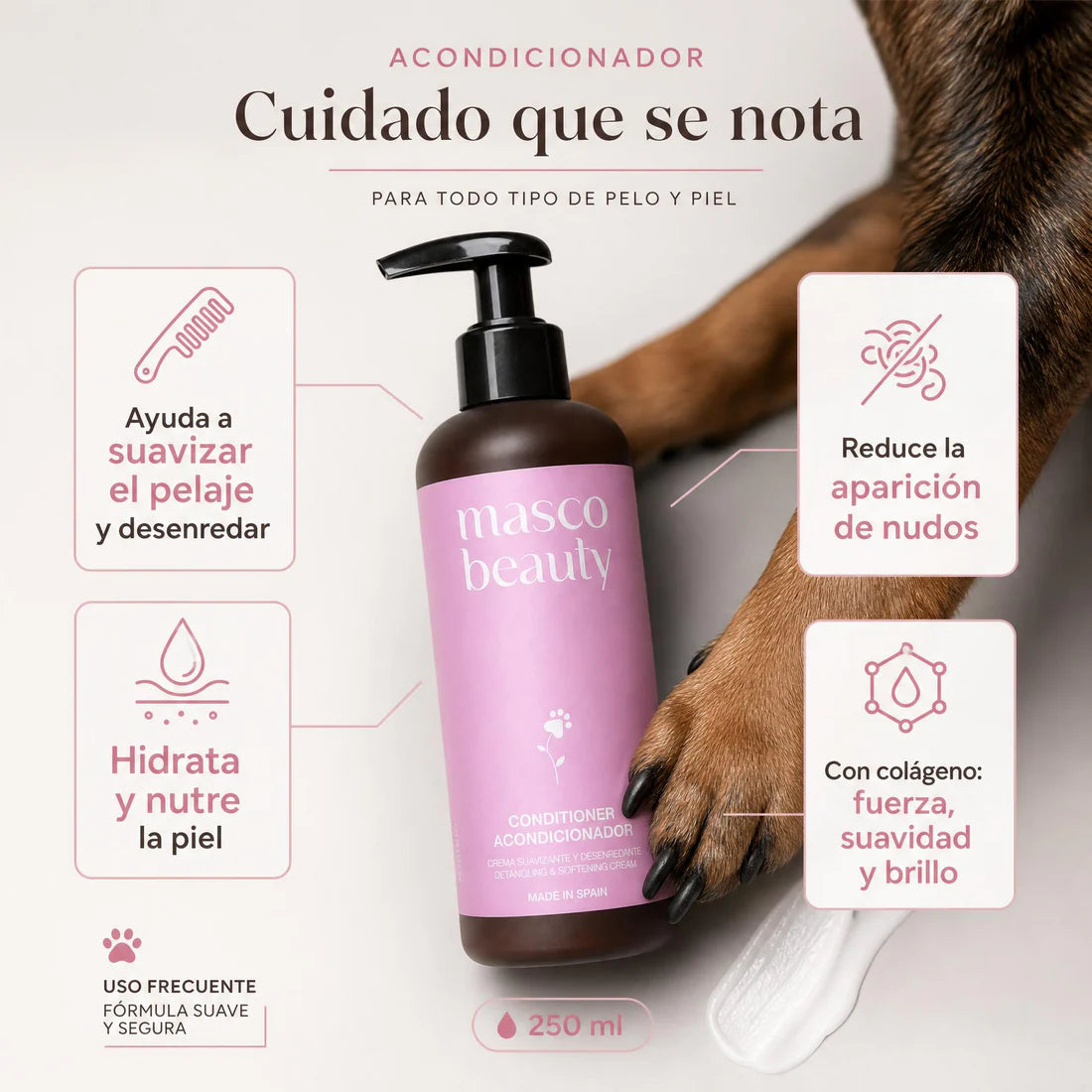 Acondicionador para perros con colágeno Masco Beauty 250 ml
