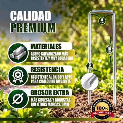 GREEN GOF 500 Grapas Para Malla Antihierba, Cesped Artificial Y Jardin. Acero Galvanizado, 15x4cm, Ø3mm._1