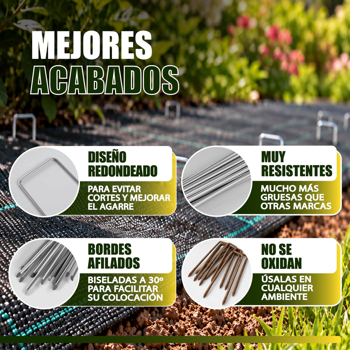 GREEN GOF 500 Grapas Para Malla Antihierba, Cesped Artificial Y Jardin. Acero Galvanizado, 15x4cm, Ø3mm._2