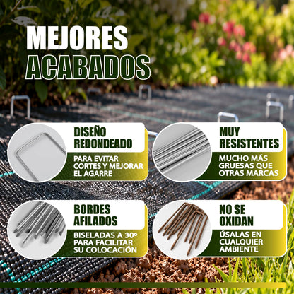 GREEN GOF 500 Grapas Para Malla Antihierba, Cesped Artificial Y Jardin. Acero Galvanizado, 15x4cm, Ø3mm._2