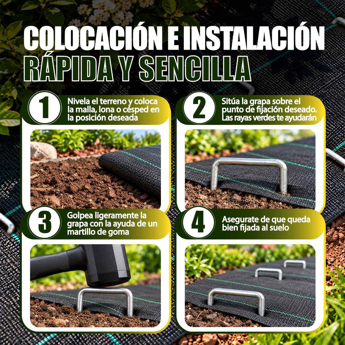 GREEN GOF 500 Grapas Para Malla Antihierba, Cesped Artificial Y Jardin. Acero Galvanizado, 15x4cm, Ø3mm._5