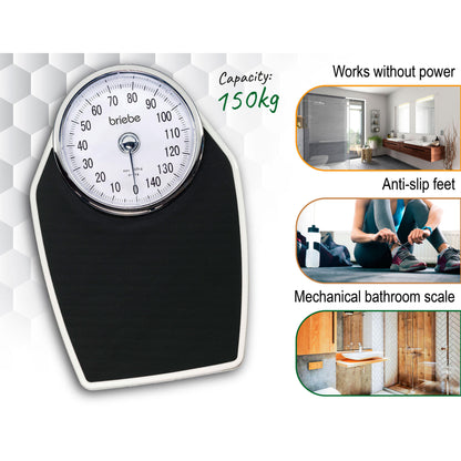 Báscula Analógica De Baño, Precisión, Mecánica, Medición Hasta 150 Kg, Sin Pilas, Fácil Uso, Briebe, Sc1122, Blanco/gris_4