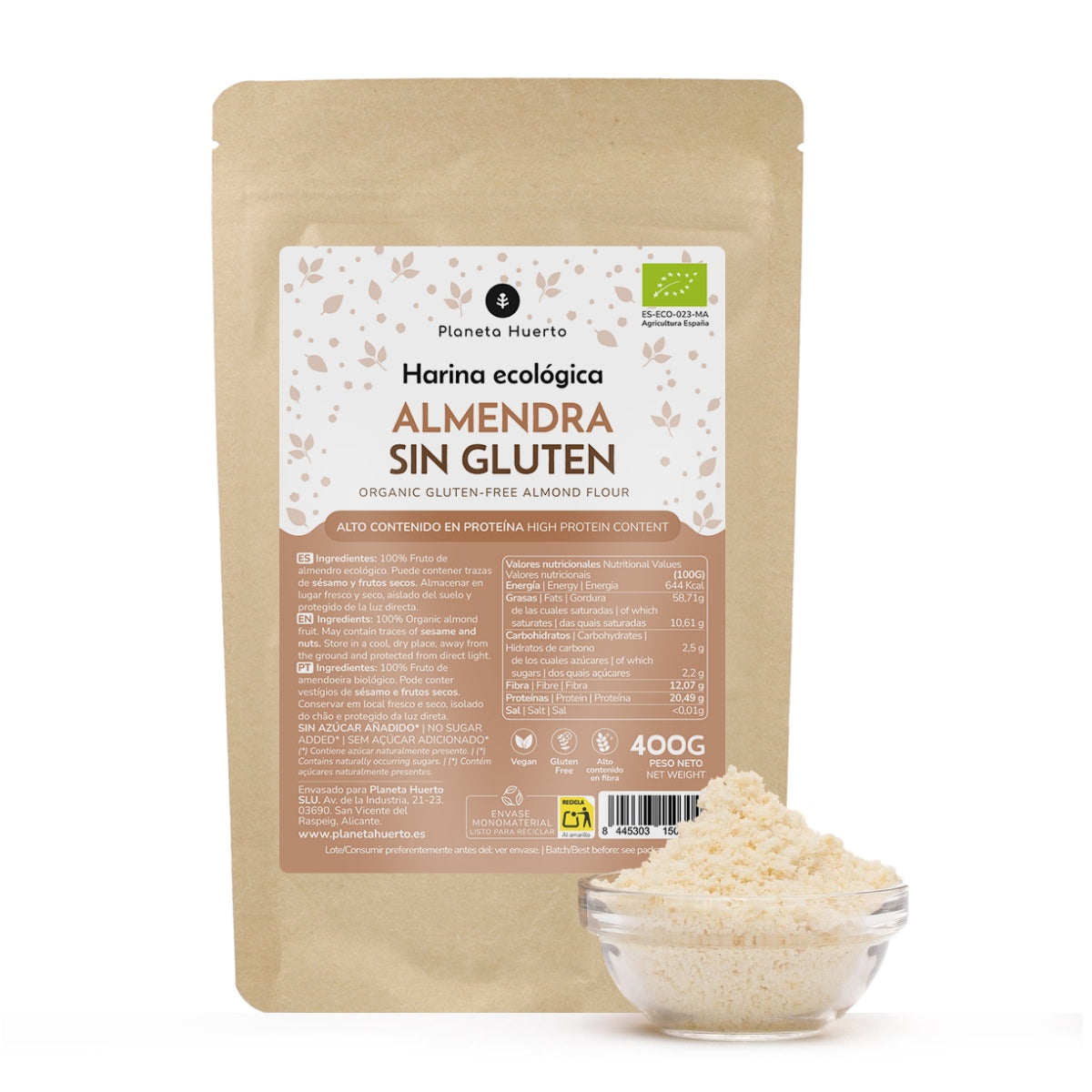 Harina de Almendra Sin Gluten ECO Planeta Huerto 400gr