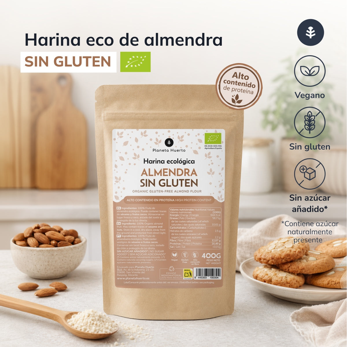 Harina de Almendra Sin Gluten ECO Planeta Huerto 400gr