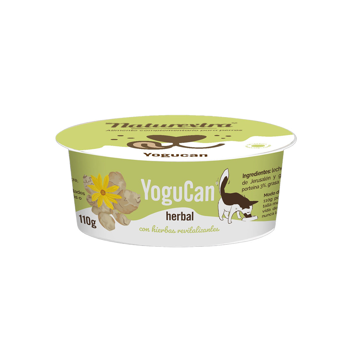 Yogur funcional Yogucan Herbal + Topping Liofilizado para perros y gatos 110 g NaturExtra