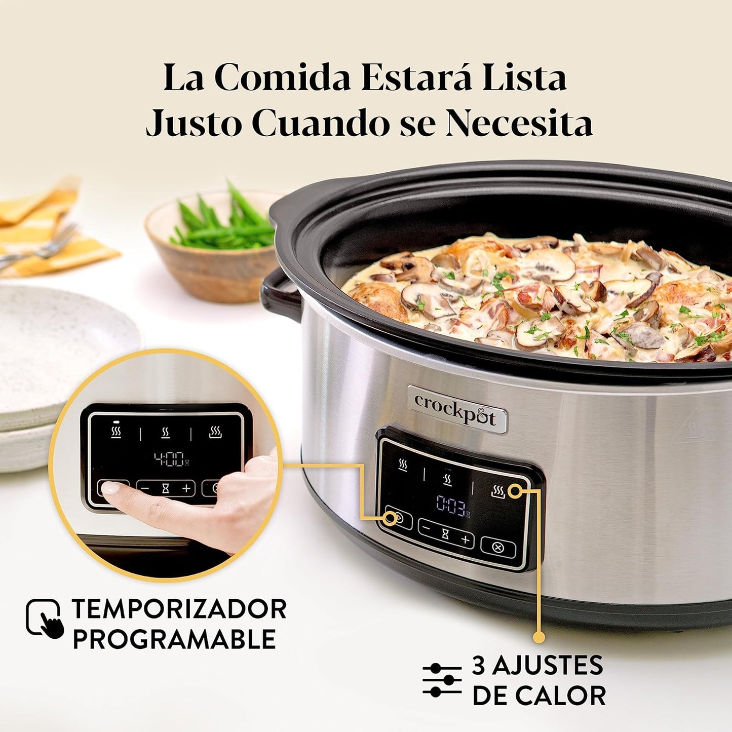 Crockpot Olla digital de cocción lenta digital Sizzle & Stew 6.5 L CSC112X (Reacondicionado)