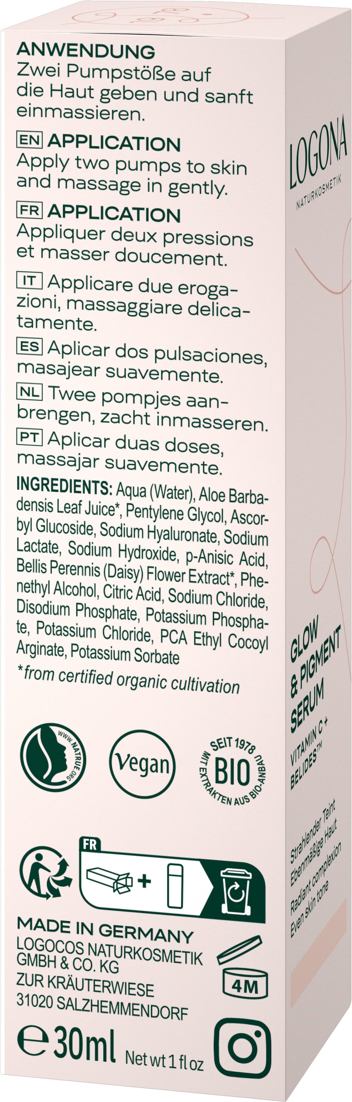 Serum facial glow & pigment Logona 30 ml