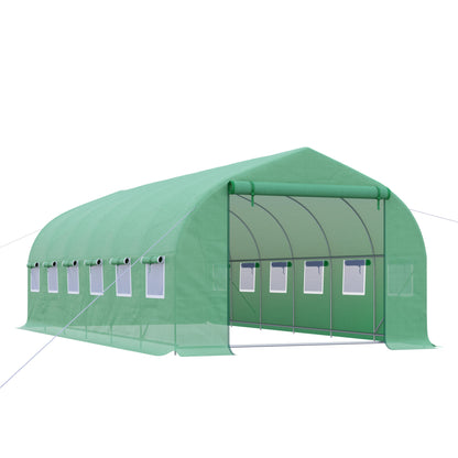 Invernadero De Túnel Con 12 Ventanas Outsunny 595x300x200 Cm Verde_0