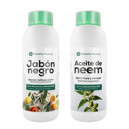 Pack Jabón Potásico Negro 1L + Aceite de Neem 1L Planeta Huerto