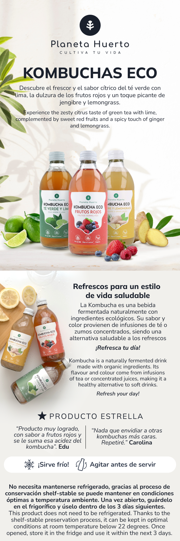 Kombucha ECO Frutos rojos Planeta Huerto 330 ml