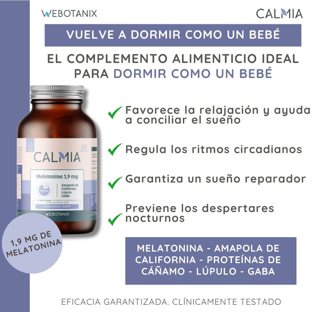 Calmia Noche Melatonina 1,9mg  WeBotanix 60 cápsulas