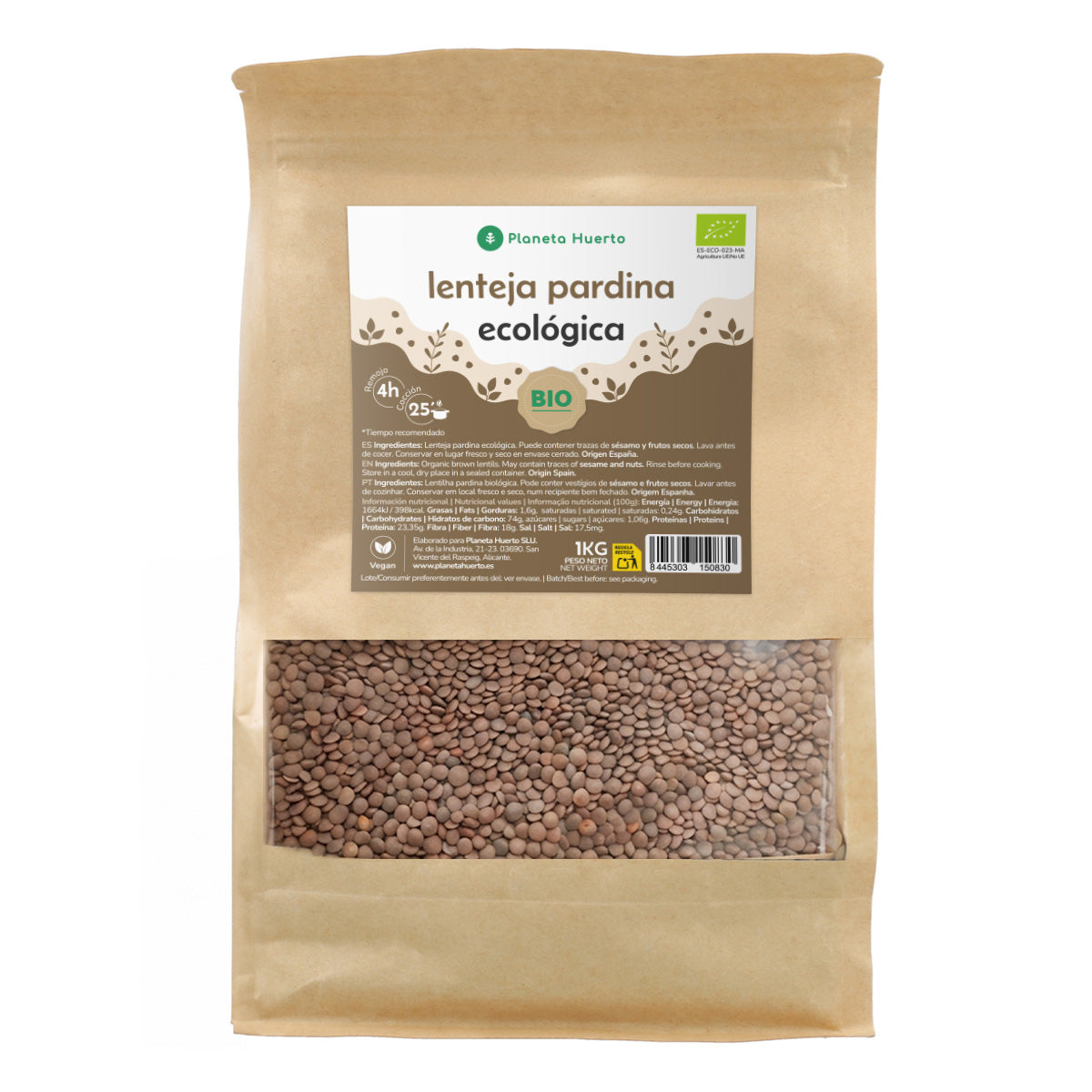 Lenteja Pardina ECO Planeta Huerto 1 kg