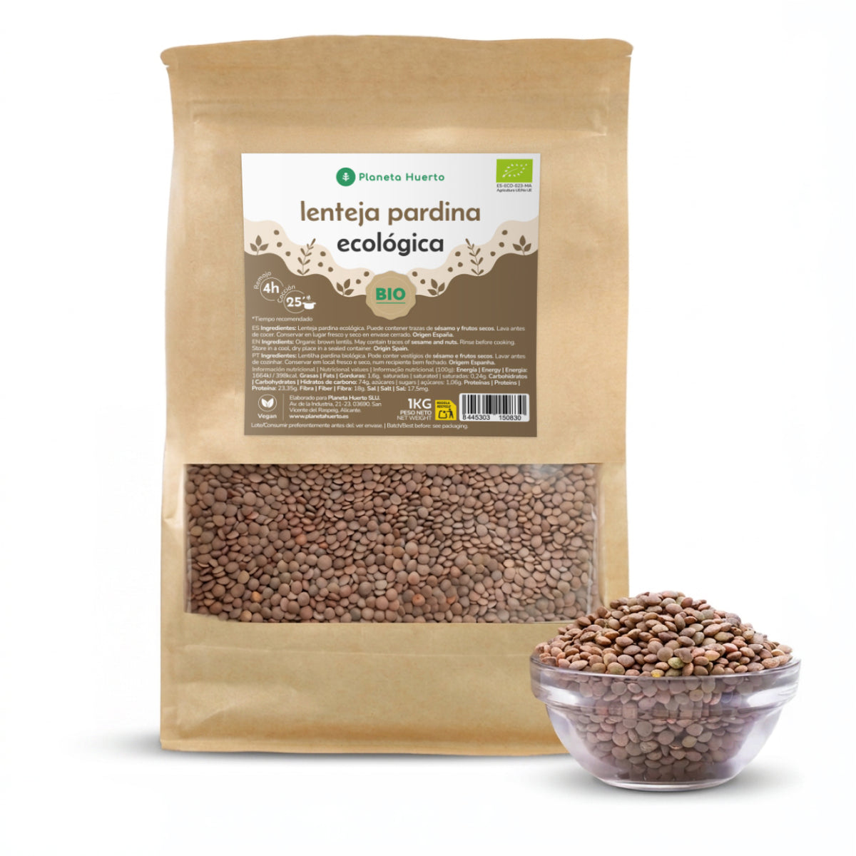 Lenteja Pardina ECO Planeta Huerto 1 kg