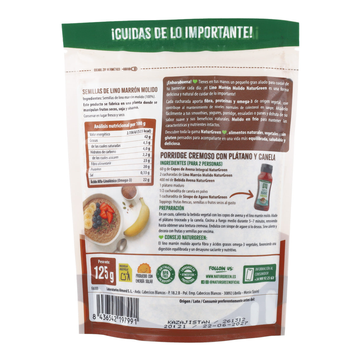 Semillas de Lino Marrón Molido NaturGreen 125 g