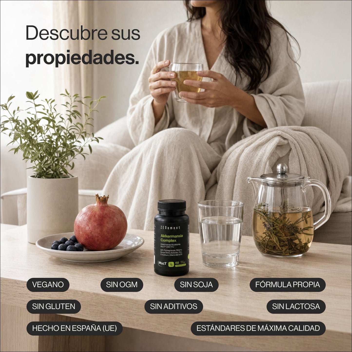 Akkermansia Complex, Muciniphila MucT 30 mil millones Zenement 60 cápsulas veganas