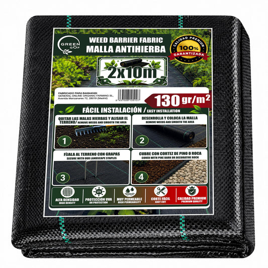 GREEN GOF Malla Antihierbas Premium 2x10m, 130g/m² - Ultra Resistente. Alta Estabilización Uv, Permeable Y Transpirable._0