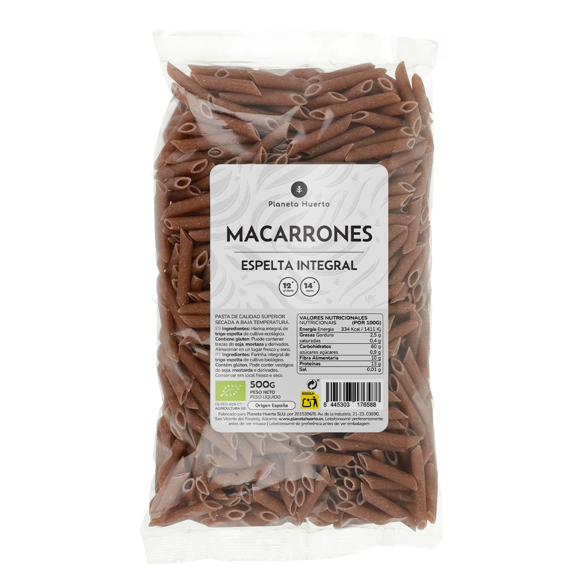 Macarrones de espelta integral ECO Planeta Huerto 500gr