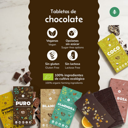 Tableta chocolate negro 75% con almendras ECO Planeta Huerto 70 gr