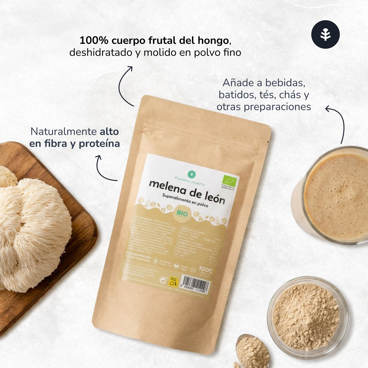 Melena de león en polvo 100% ECO Planeta Huerto 100 g