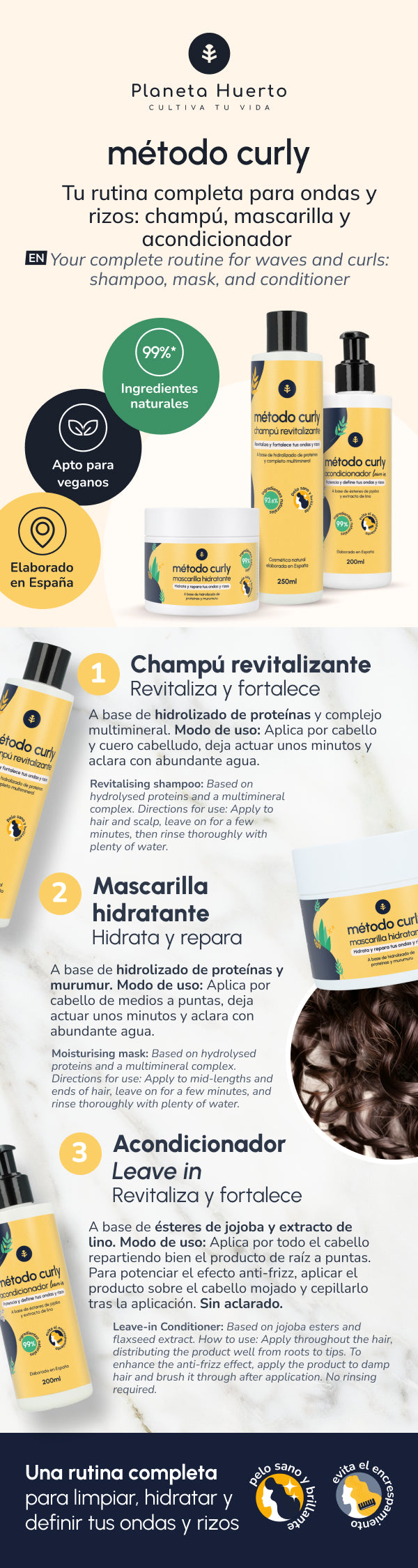 Acondicionador Leave in Método Curly Planeta Huerto 200 ml