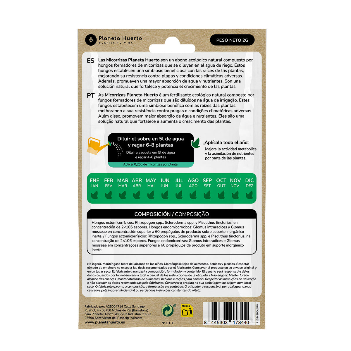 Pack Micorrizas Planeta Huerto 5 uds para 10L