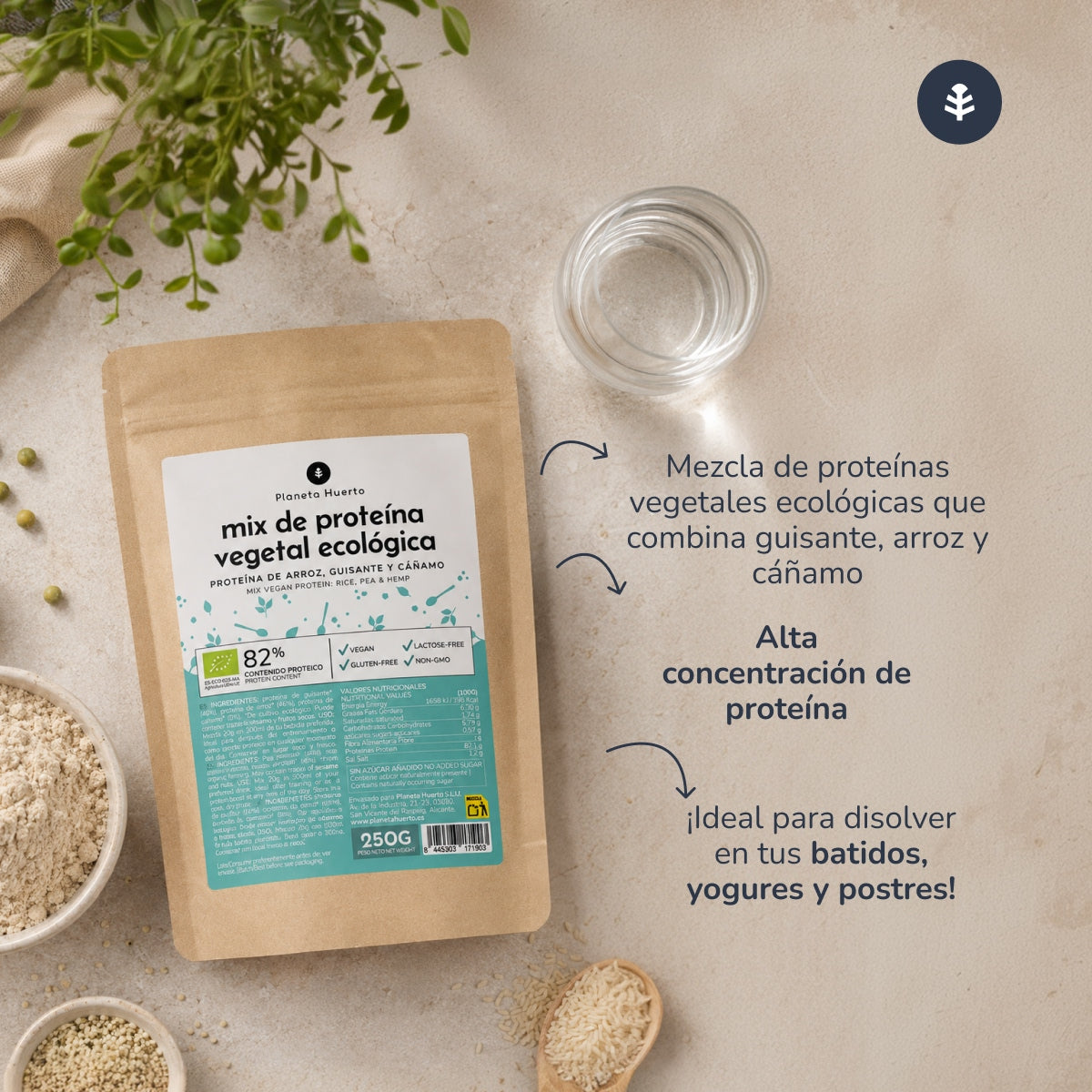 Mix proteina vegana deportistas Planeta Huerto 250 g
