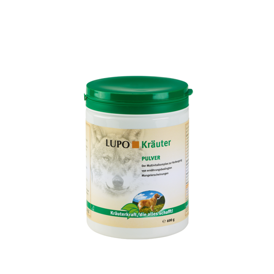 Lupo kräuter polvo 600 g Multivitamínico 100% Natural en polvo para Perros