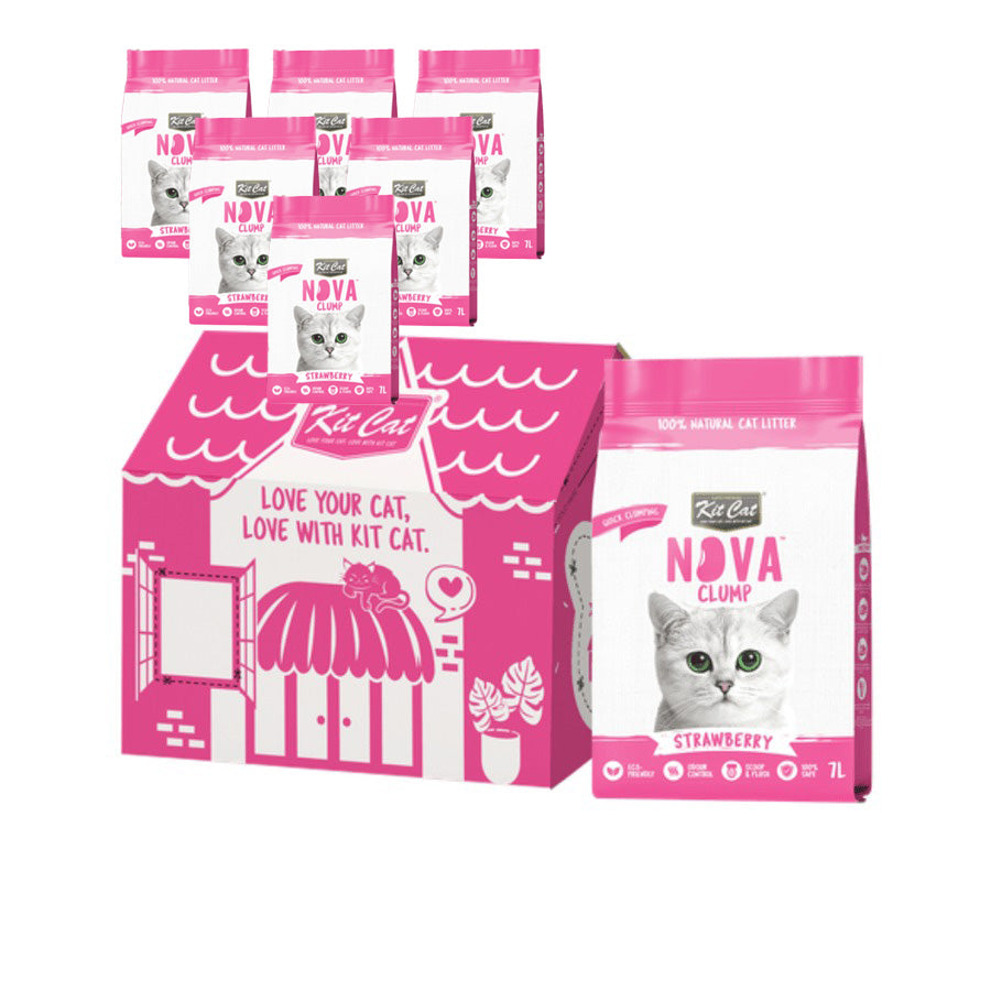 Pack 6 Kit Cat Arena Eco Nova Clump - Strawberry 7 L Arena para gatos - Dulce y Frutal Suave