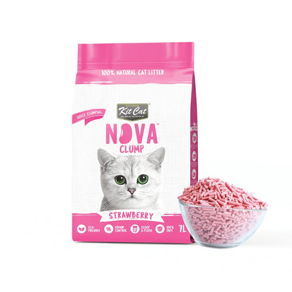 Pack 6 Kit Cat Arena Eco Nova Clump - Strawberry 7 L Arena para gatos - Dulce y Frutal Suave