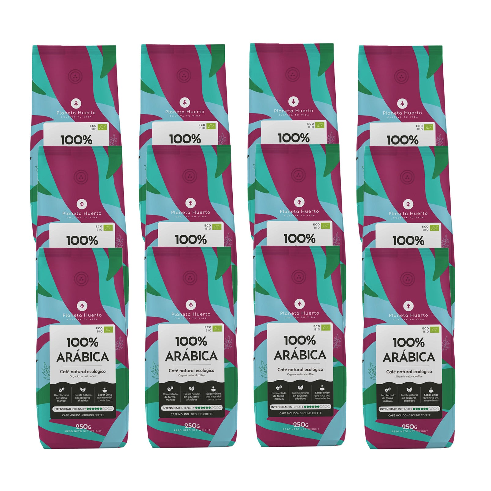 Pack 12x Café molido Eco 100% Arábica Planeta Huerto 250 g