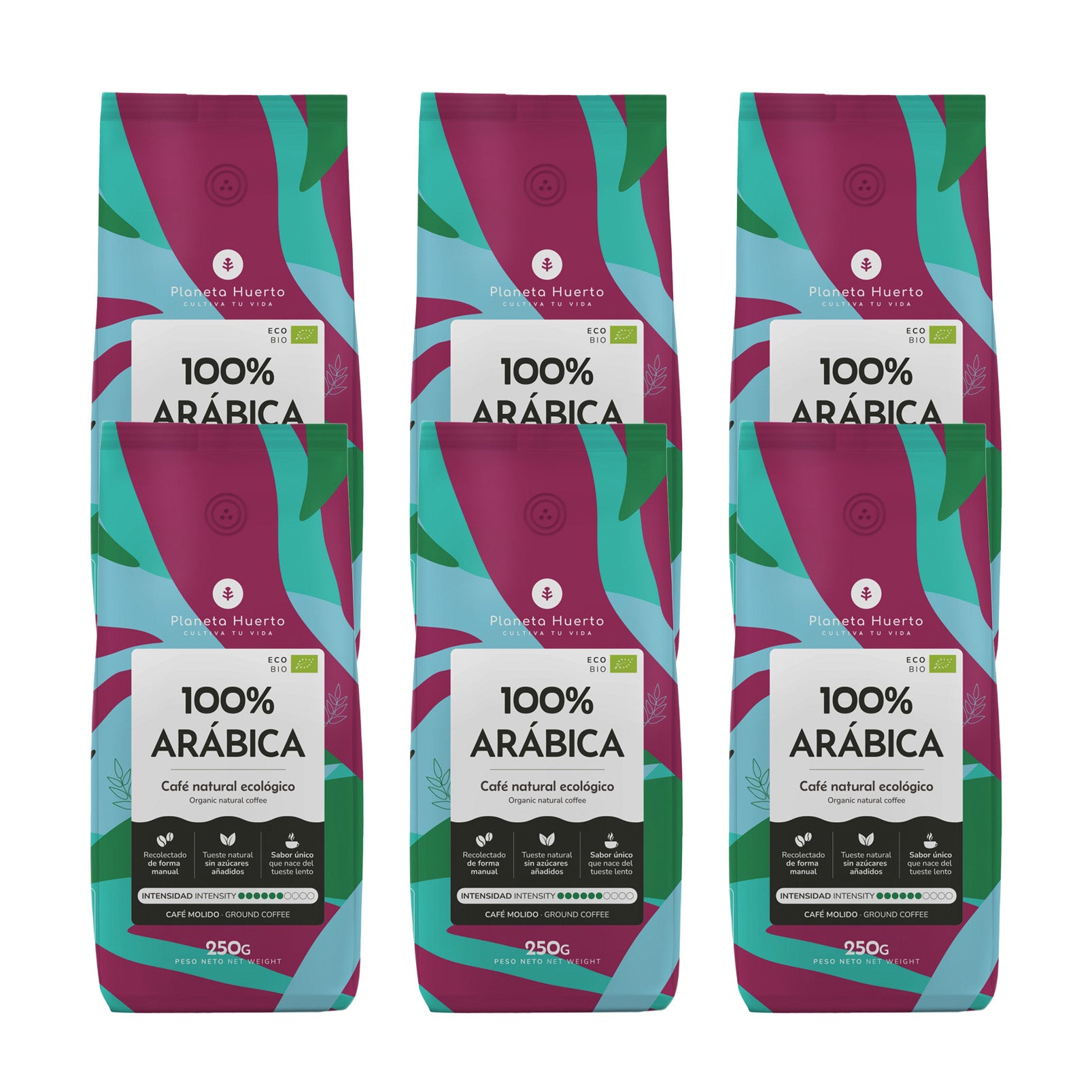 Pack 6x Café molido Eco 100% Arábica Planeta Huerto 250 g