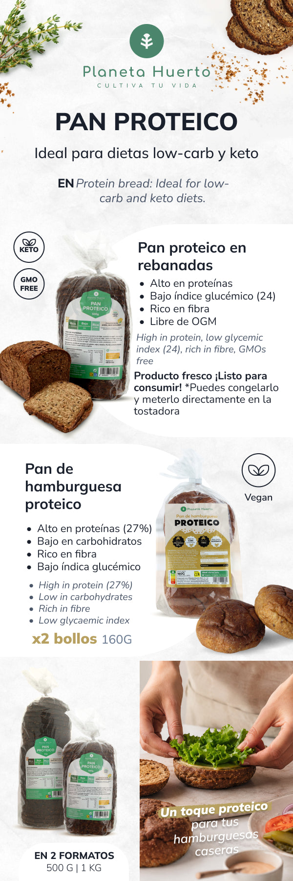 Pack 6x Pan proteico Planeta Huerto 1 kg