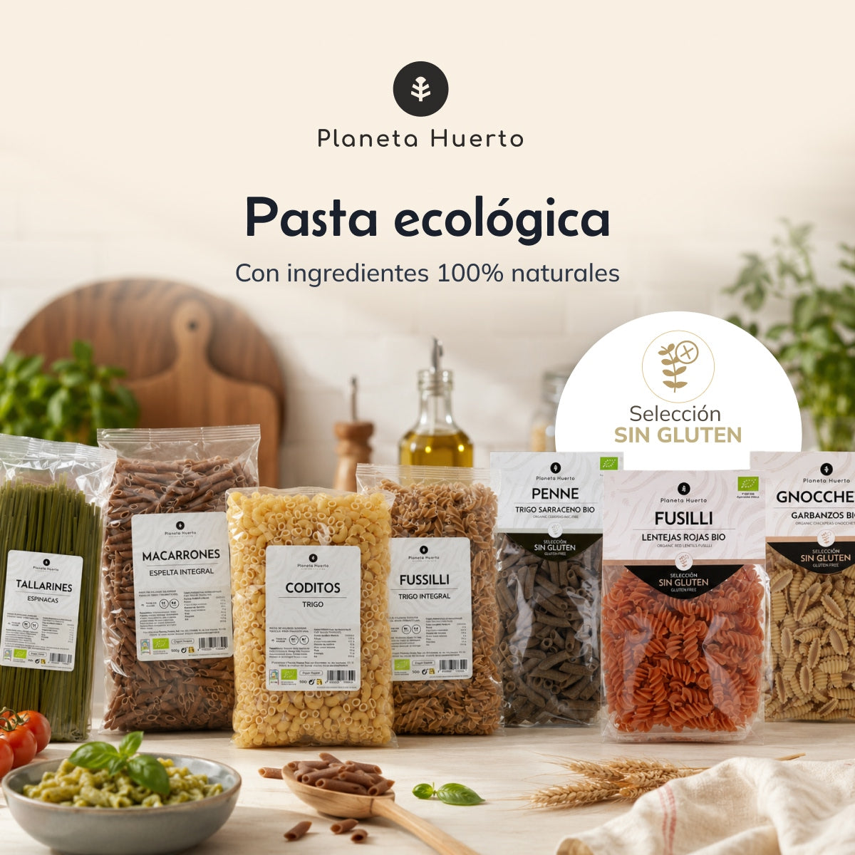 Tallarines de espinacas ECO Planeta Huerto 500gr