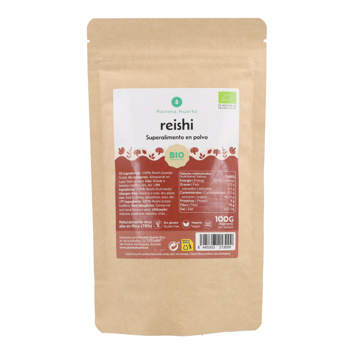 Reishi en polvo 100% ECO Planeta Huerto 100 g
