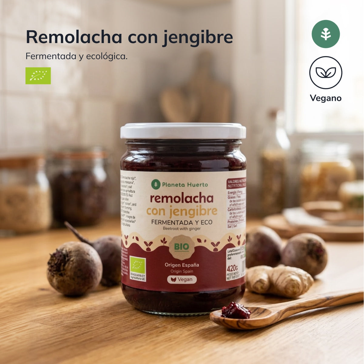 Remolacha fermentada con jengibre Eco Planeta Huerto 420 g
