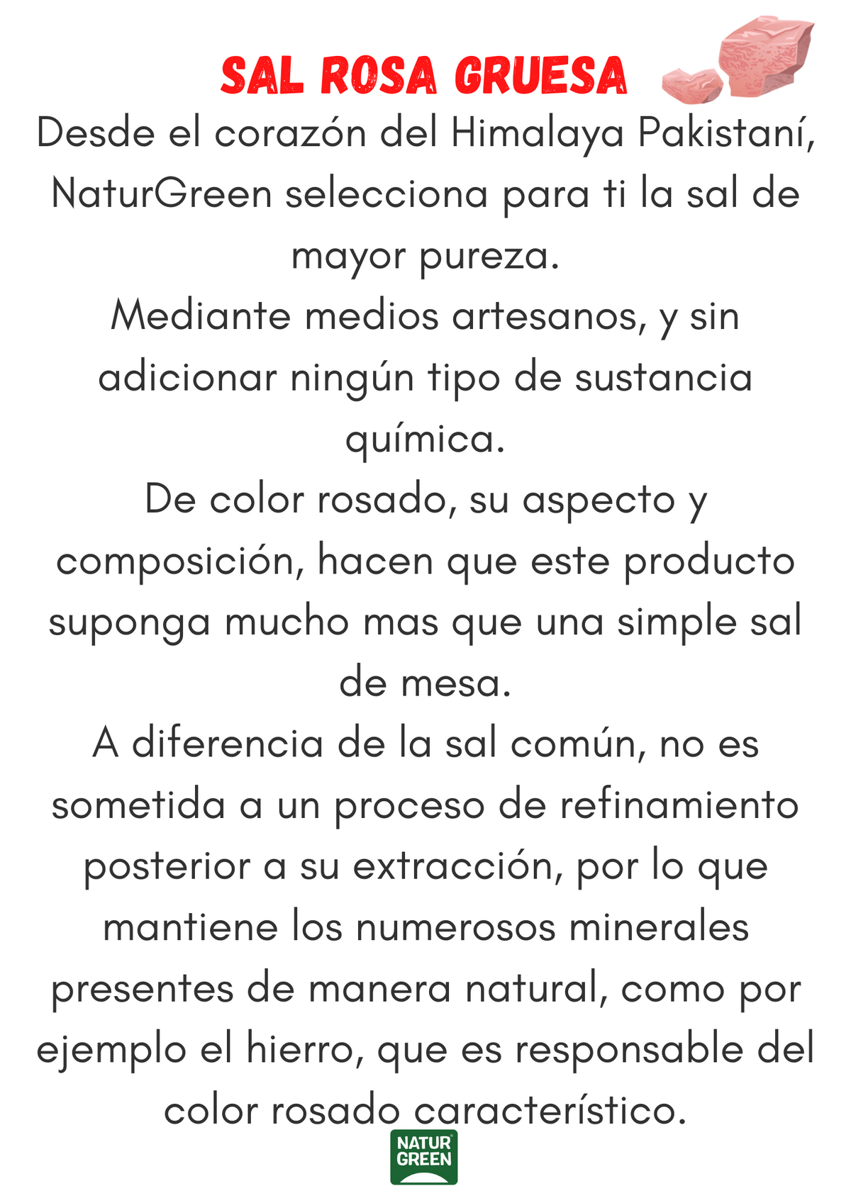 Sal rosa del Himalaya gruesa Naturgreen 500 g