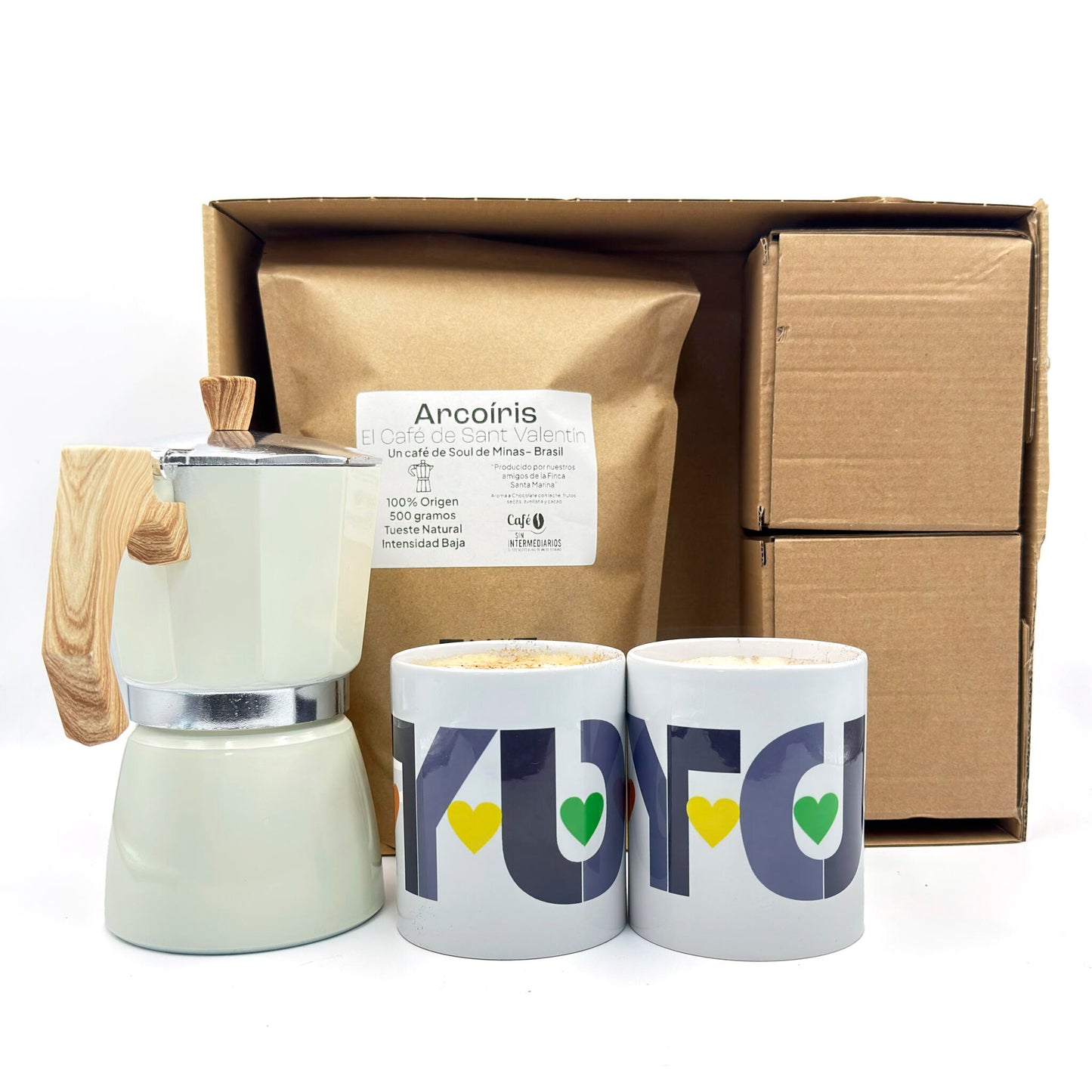 Cafe Sin Intermediarios - Arcoíris - Pack Café + Dos Mugs-tostado Semanal-envasado Al Envío-ideal Café Con Leche/solo_1
