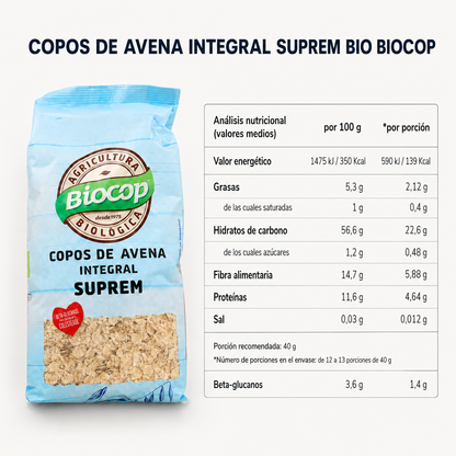 Copos de Avena Integral Suprem BIO Biocop, 500g