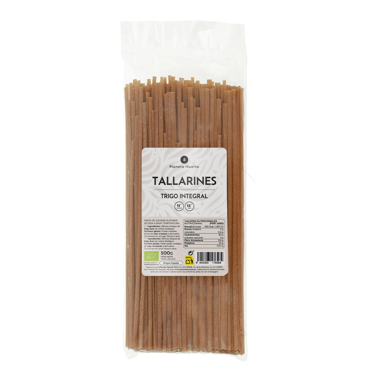 Tallarines de trigo integral ECO Planeta Huerto 500gr