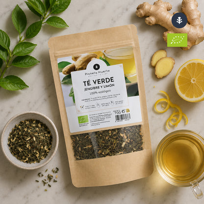 Té verde jengibre y limón ECO Planeta Huerto 70g