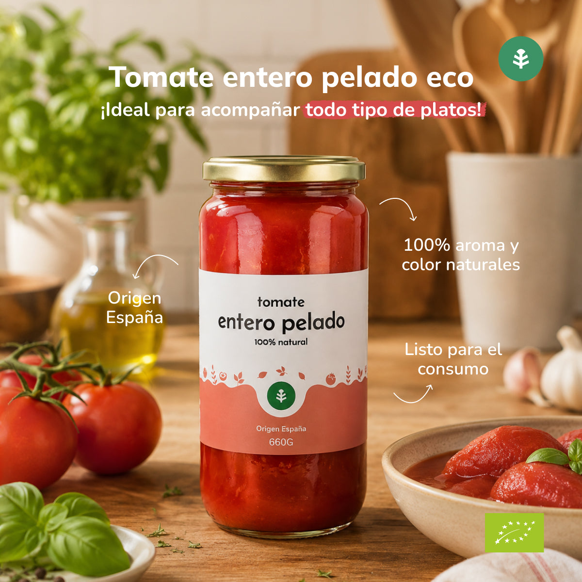 Tomate Entero Pelado ECO Planeta Huerto 660 g