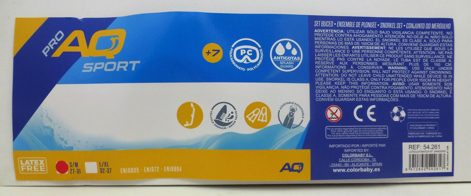 Aqua Sport Set Gafas De Buceo Niños C/tubo Y Aletas T.27-31_5