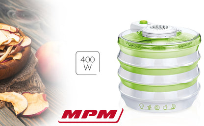 Deshidratador Alimentos Plegable, 6 Bandejas, 2 Niveles Temperatura, Seca Frutas, Verduras, Carne, Sin Bpa Mpm Msg-06 Blanco/verde_3