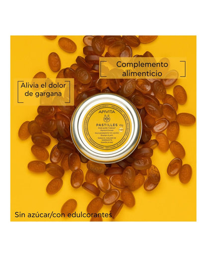 Pastillas Para el Dolor de Garganta Miel y Tomillo Apivita 45 g
