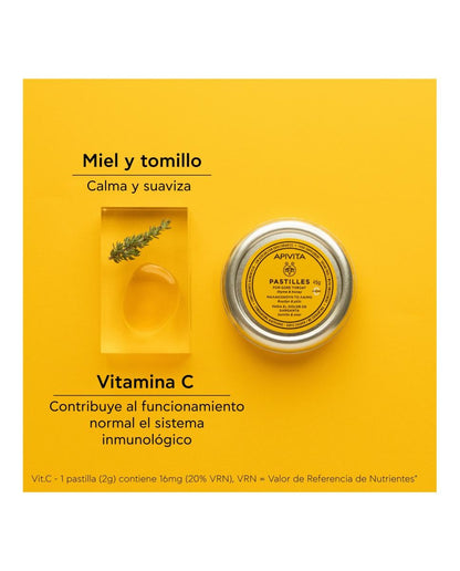 Pastillas Para el Dolor de Garganta Miel y Tomillo Apivita 45 g